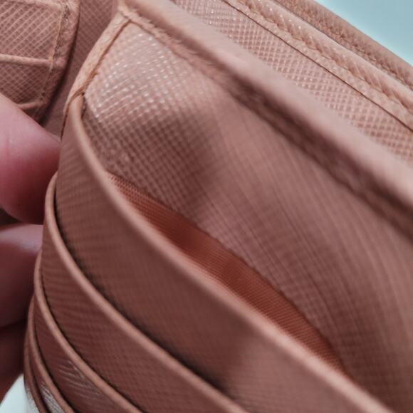 PRADA Saffiano Fiocco Orchidea Wallet Medium Bi Fold Light Pink Zip Around Logo - Picture 7 of 16